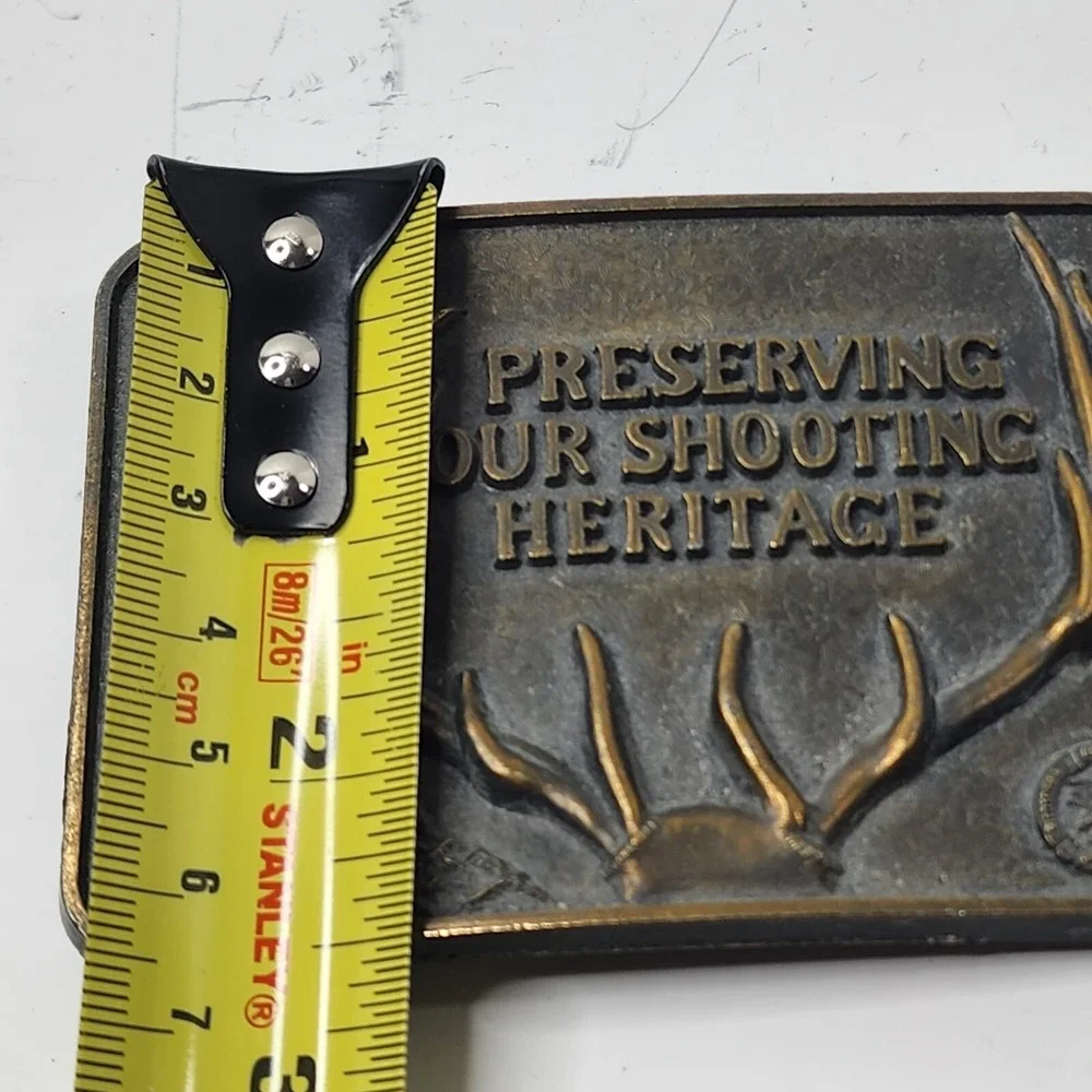 Vintage Solid Brass Belt Buckle. Preserve Our Shooting Heritage/ NRA Whittington